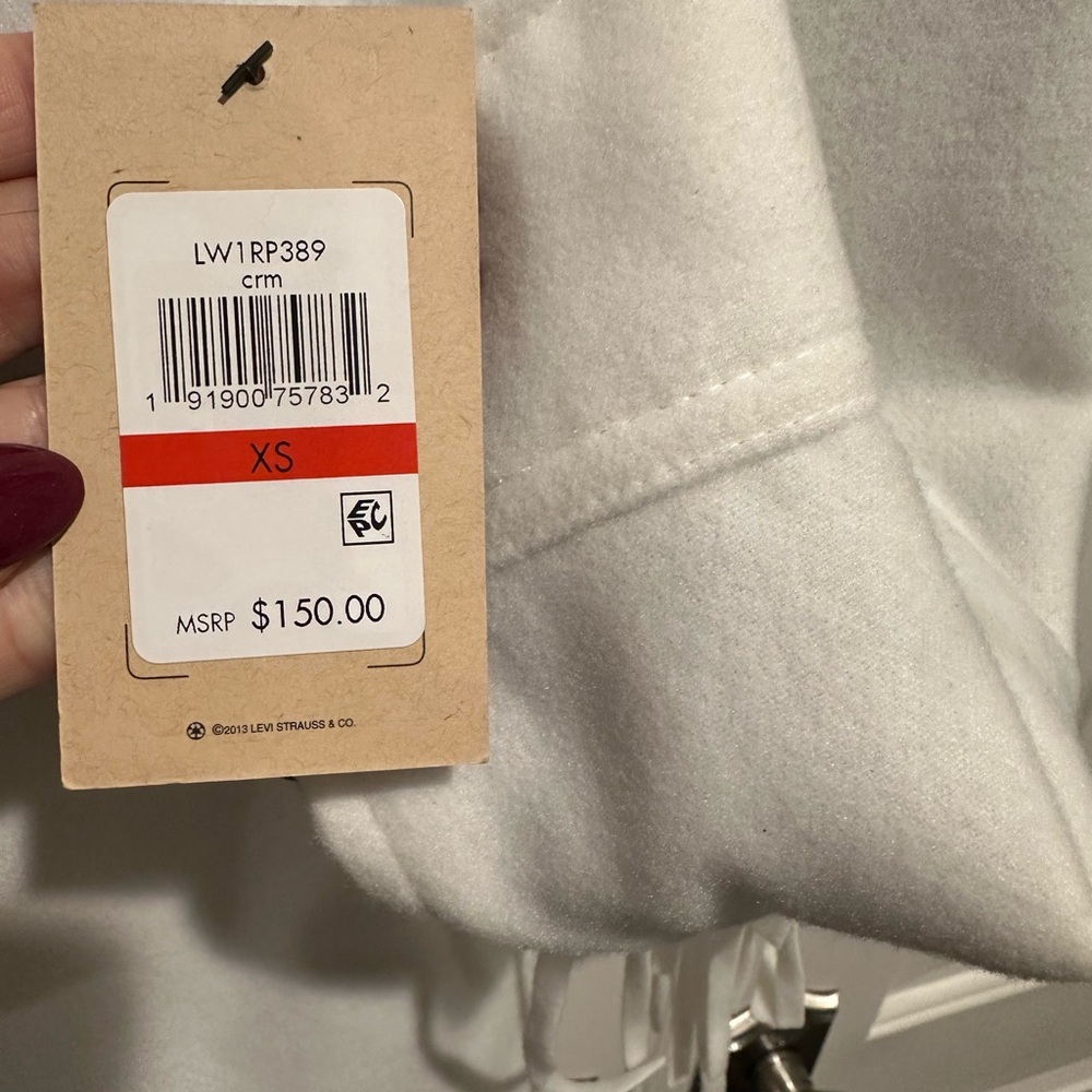 Winter White Levi’s Women Long Oversized Fringe Fashion Jacket Sz XS NWT $150 - Picture 8 of 9
